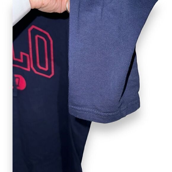 Navy Polo Ralph Lauren Graphic Pullover Hoodie Size M - Picture 5 of 6